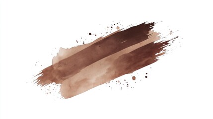 Grunge stroke of brown paint on a white background.
