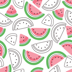 watermelon slices vector seamless pattern