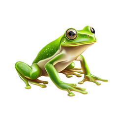 Obraz premium 3D vector icon of Green tree frog isolated on transparency background