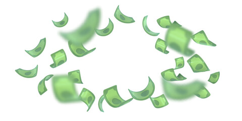 3d dollar notes falling. Financial success concept. Vector illustration