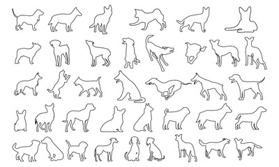 Dog outline set  vector design 