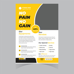 Gym and fitness workout flyer bodybuilding sport athletic flyer template design poster brochure banner elegant 