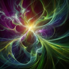 Obraz premium Variant In an ephemeral dance luminous green ribbons entwine wit