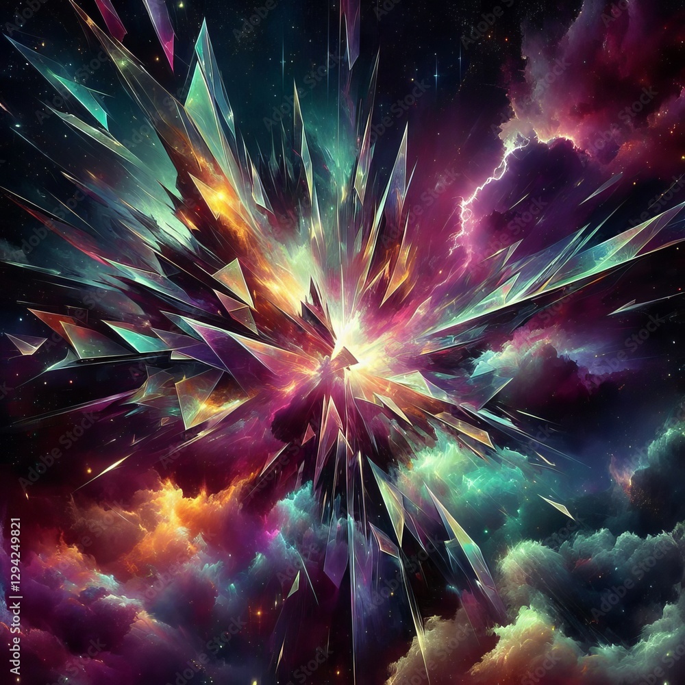Wall mural variant like shards of a broken prism irregular flashes of brigh