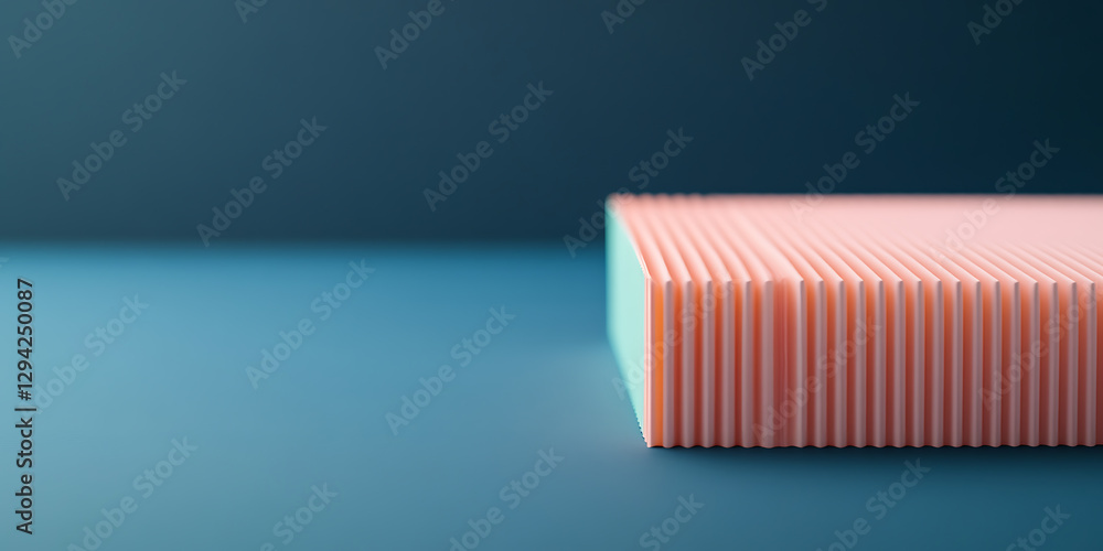 Aufkleber abstract product display with a peach-colored corrugated block on a blue surface. ideal for showcasi