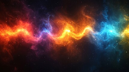 Fototapeta premium An abstract representation of chakra energy, with each chakra point glowing in its color--red, orange, yellow, green, blue, indigo, and violet--connected by swirling energy lines