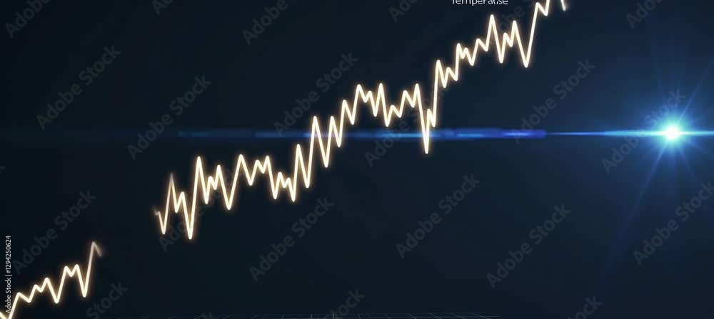 Poster dynamic financial growth animation with rising graph and data points on dark background