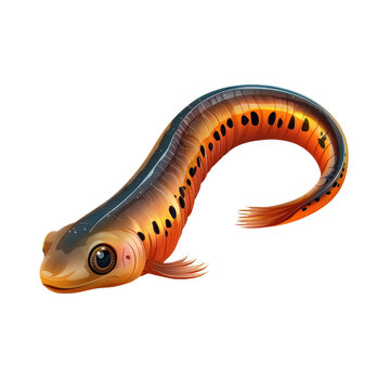 3D vector icon of Ichthyophis (fish-like caecilian) isolated on transparency background