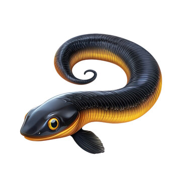 3D vector icon of Ichthyophis (fish-like caecilian) isolated on transparency background