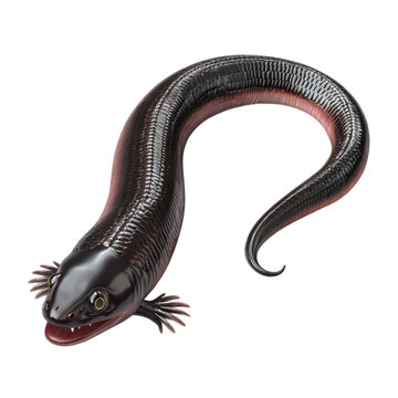 3D vector icon of Ichthyophis (fish-like caecilian) isolated on transparency background