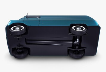 Illustration 3D Generic Retro Cargo Van with Classic Vintage Design for Commercial Transport