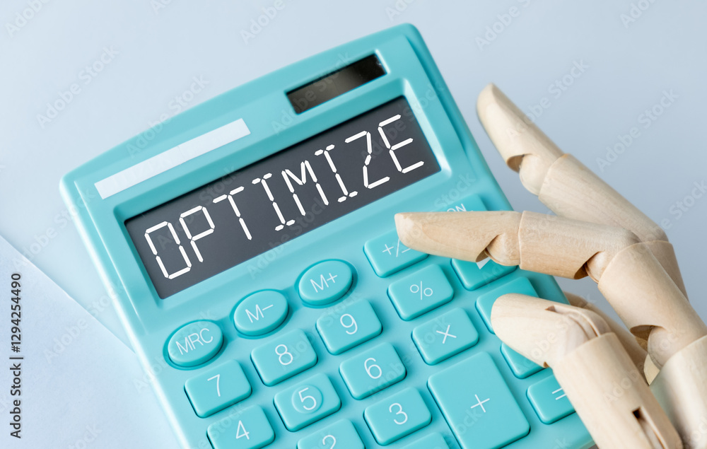 Poster a calculator with the word optimize written on it