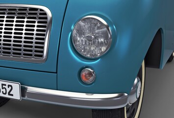 Illustration 3D Generic Retro Cargo Van with Classic Vintage Design for Commercial Transport