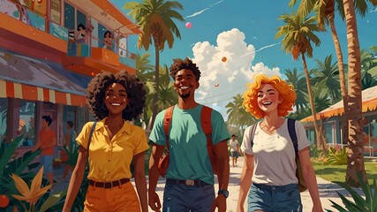 🌴✨ Vibrant Anime Holiday &ndash; Sun, Fun & Adventure! ☀️🏖️ Tropical Paradise, Happy Friends, Beach Vibes, and Endless Summer Joy! 🌊🎨 Bright Colors, Nostalgic Aesthetic & Dynamic Energy! 🎉