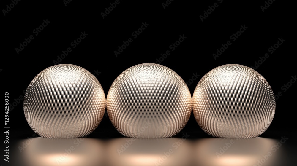 Aufkleber three metallic spheres with textured surface on black background for abstract concept