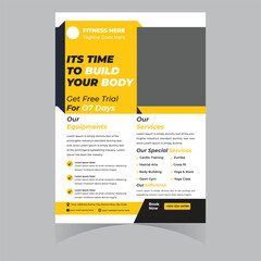 Gym and fitness workout flyer bodybuilding sport athletic flyer template design poster brochure banner elegant 