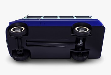 Illustration 3D Generic Retro Passenger Van with Classic Vintage Design
