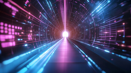 A tunnel with a bright light shining through it