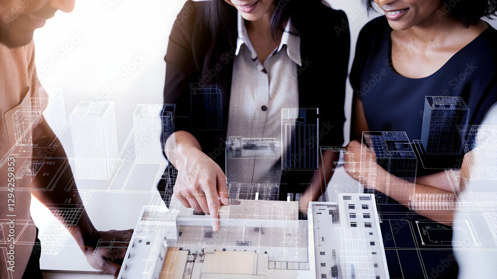 Poster 3d flat icon as top view of a cityscape with a light bulb overlay symbolizing urban innovation in do