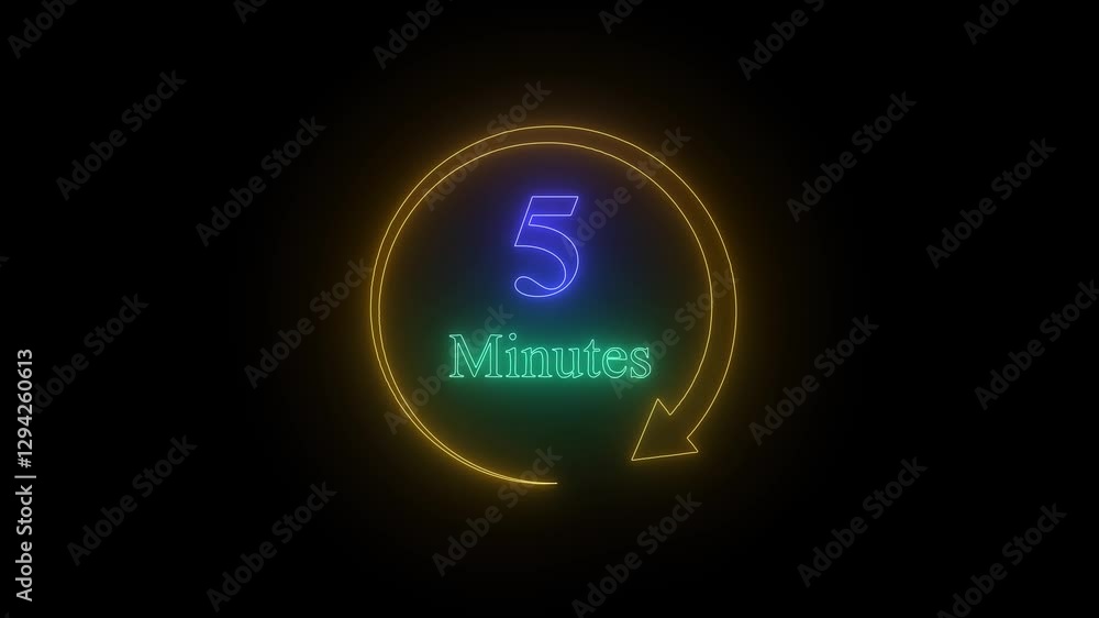 Poster 10 minite countdown timer animation, 0-10 counting down seconds neon number