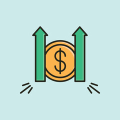  Financial Growth Icon – Dollar Coin with Upward Arrows