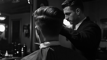 A barber performing a traditional short back and sides cut, capturing the essence of classic grooming.