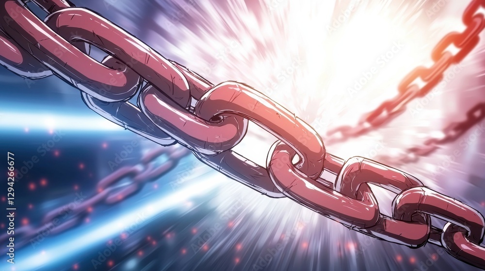 Poster powerful chain connections surging with dynamic energy flow representing technology engineering and 