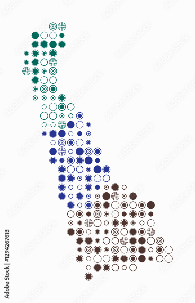 Poster delaware, shape of the state build of colored cells. digital style map of the delaware on white back