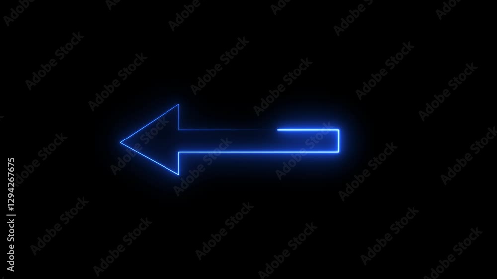 Poster glowing neon line arrow with glowing neon animation on neon arrow icon animation background.