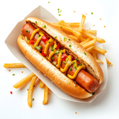 hot dog with fries AI generated