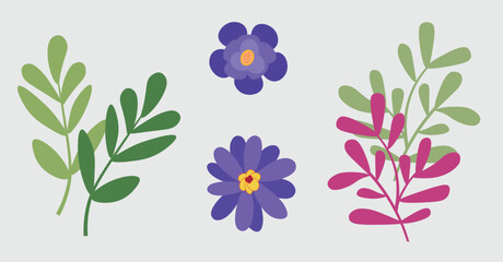 Pretty Purple Flowers and Leaves