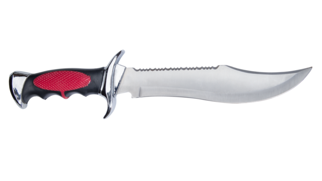red knife on white background
