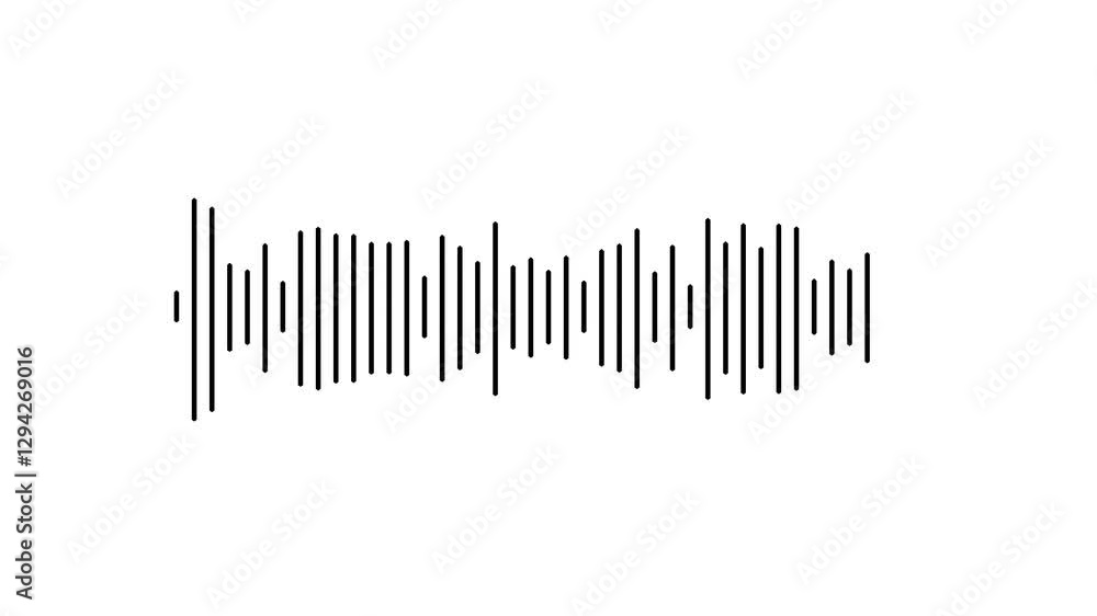 Leinwandbilder sound wave animated in white background. black audio waveform spectrum animation, visualization soun