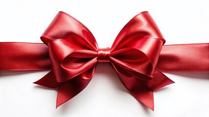 Elegant Red Satin Ribbon Draped on White Background - Gift Wrapping & Decoration