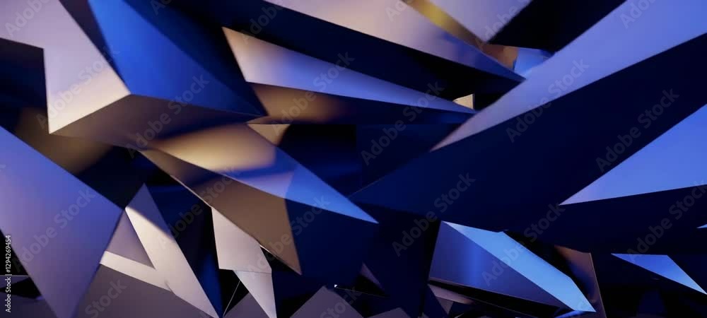 Aufkleber dynamic transformation of abstract geometric patterns with blue and gold highlights