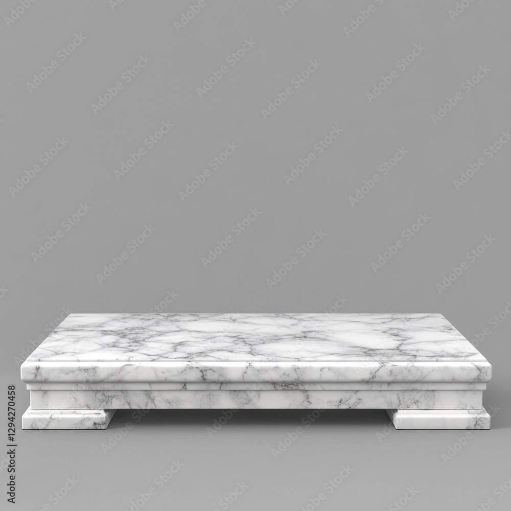 Poster elegant marble pedestal for product display against a soft gray background in a studio shot with cle
