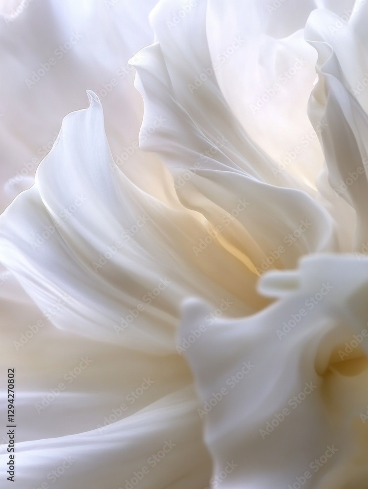 Poster ethereal white floral abstraction capturing soft light delicate petals and graceful curves creating 