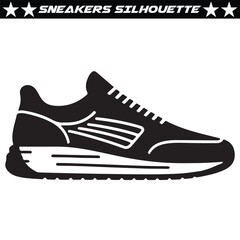 Sneakers silhouette vector isolated on a white background.