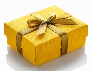 yellow gift box isolated on white background cutout