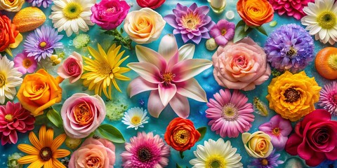 Pastel Flowers Floating in Water - Top View Macro Photography
