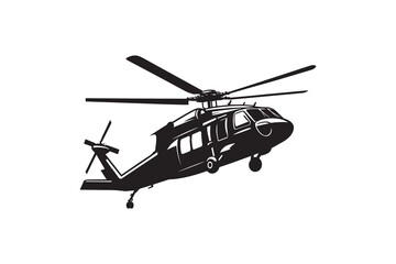 Fototapeta premium Helicopter silhouette with white background
