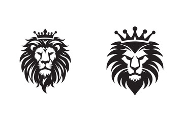 King lion silhouette with white background