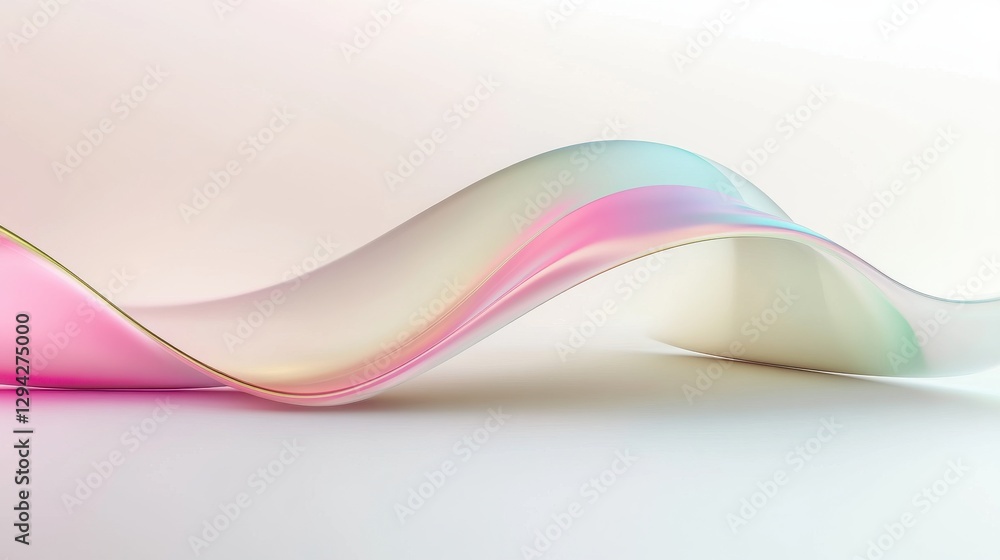 Aufkleber abstract 3d gradient wave design with soft pastel colors and smooth curves