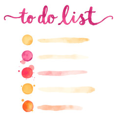 To do list template in watercolor style