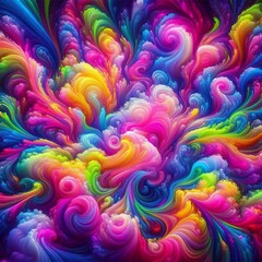 Psychedelic Dream Neon colors pink green yellow blue purple blen