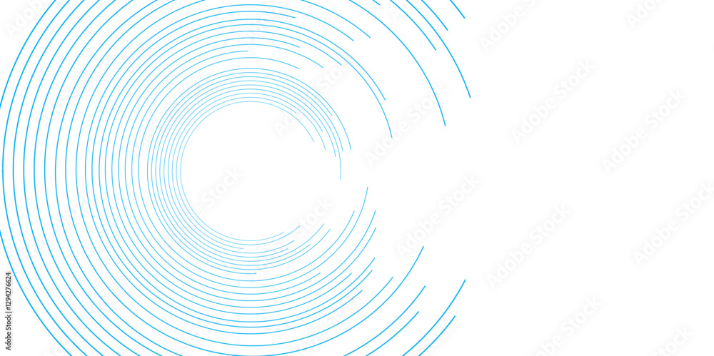 Leinwandbilder Blue minimal circular abstract dynamic lines isolated on white background. Future technology banner concept. vector illustration. Abstract Computer technology background. network visual connection.