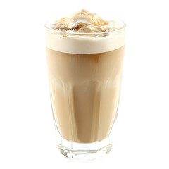 Iced Latte in Glass ,transparent background