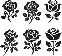 Rose flower icon silhouette vector design with a white background
