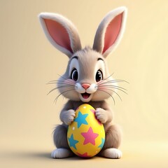 cute easter bunny colorful star egg hope