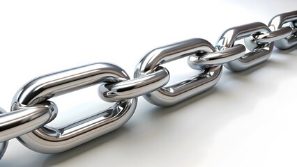 Obraz premium Metal Chain Links on White Background